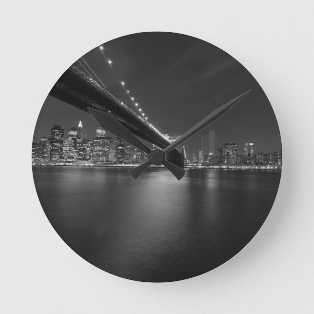 Horloge Ronde Noir blanc New York City Skyline (Recto)