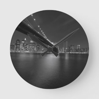 Horloge Ronde Noir blanc New York City Skyline