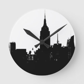 Horloge Ronde Noir blanc New York Silhouette