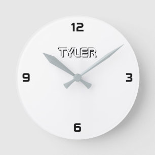Horloge Ronde Noir & Blanc, nom DIY en contour blanc & noir