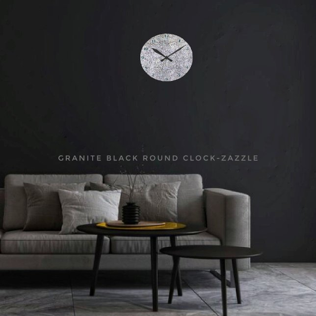 Horloge Ronde Noir de granit (Créateur téléchargé)