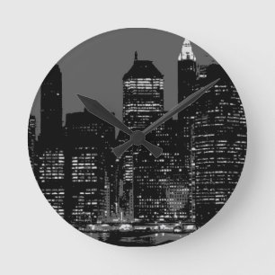 Horloge Ronde Noir et blanc New York City