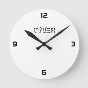 Horloge Ronde Noir et blanc, nom DIY en contour blanc et noir