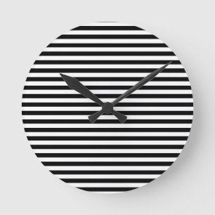 Horloge Ronde noir et blanc rayé