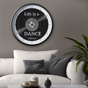 Horloge Ronde Noir et blanc Retro Vinyl Record musique