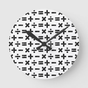 Horloge Ronde Noir et blanc Tous les symboles mathématiques Lino