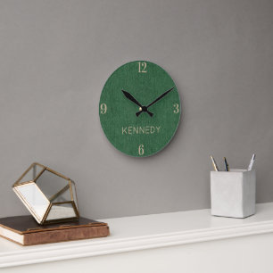 Horloge Ronde Nom    Classique Vert Denim Imprimé 8 pouces pour 