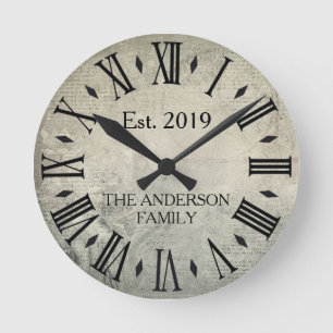 Horloge Ronde Nom de famille élégant vintage chiffre romain rust