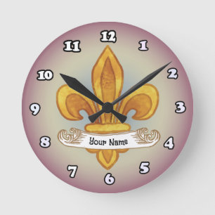 Horloge Ronde Nom de famille Fleur De Lis