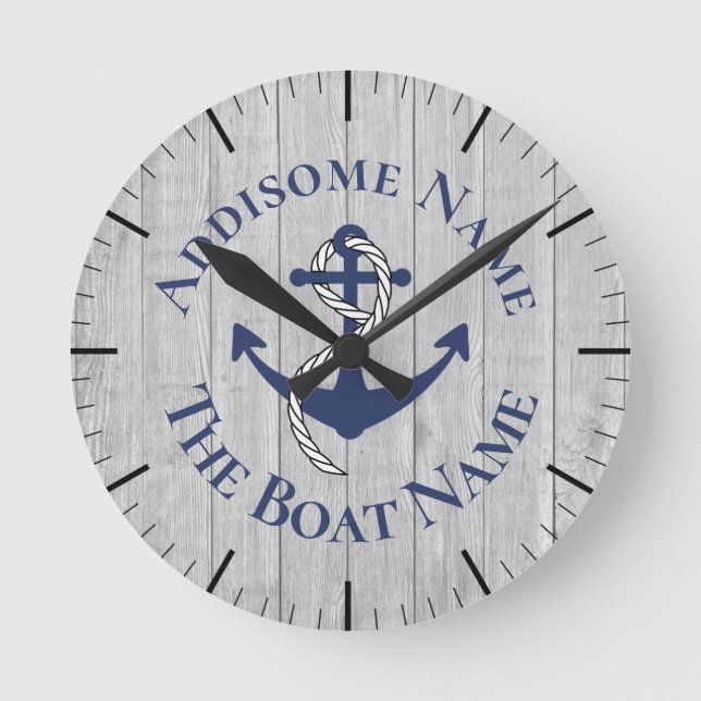 Horloge Ronde Nom du bateau de famille nautique Marine Ancre boi (Recto)