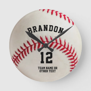 Horloge Ronde Nom du joueur de baseball Numéro personnalisé