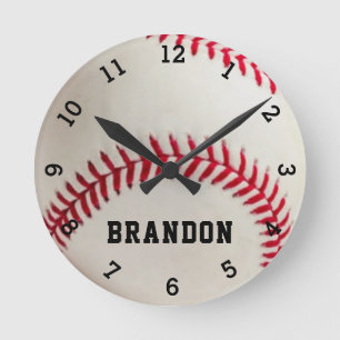 Horloge Ronde Nom du joueur de baseball Personnalisé 