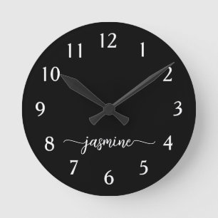 Horloge Ronde Nom en monogramme minimaliste féminin écriture Bla