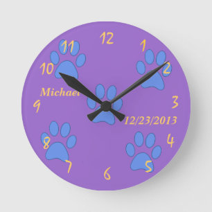 HORLOGE RONDE NOM ET D.O.B NOUVEAU BÉBÉ PERSONNALISÉ