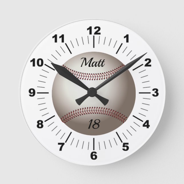 Horloge Ronde Nom et numéro d'équipe de baseball modifiables (Recto)