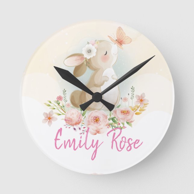 Horloge Ronde Nom personnalisé bébé Nursery (Recto)