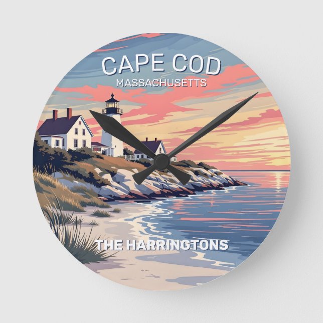 Horloge Ronde Nom personnalisé Cape Cod Massachusetts (Recto)