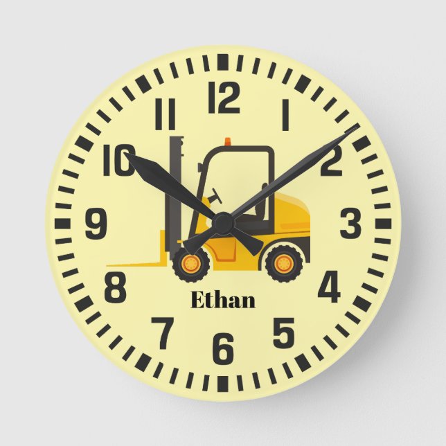 Horloge Ronde Nom personnalisé cool Forklift (Recto)