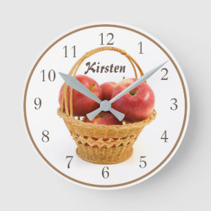 Horloge Ronde Nom personnalisé du panier Apple