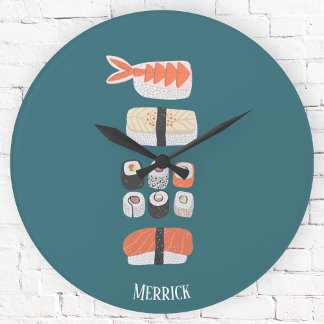 Horloge Ronde Nom personnalisé du Sushi japonais