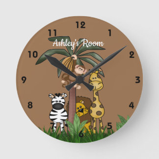 Horloge Ronde Nom personnalisé Jungle Safari