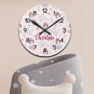 Horloge Ronde Nom personnalisé Ma pouponnière Ballerina douce