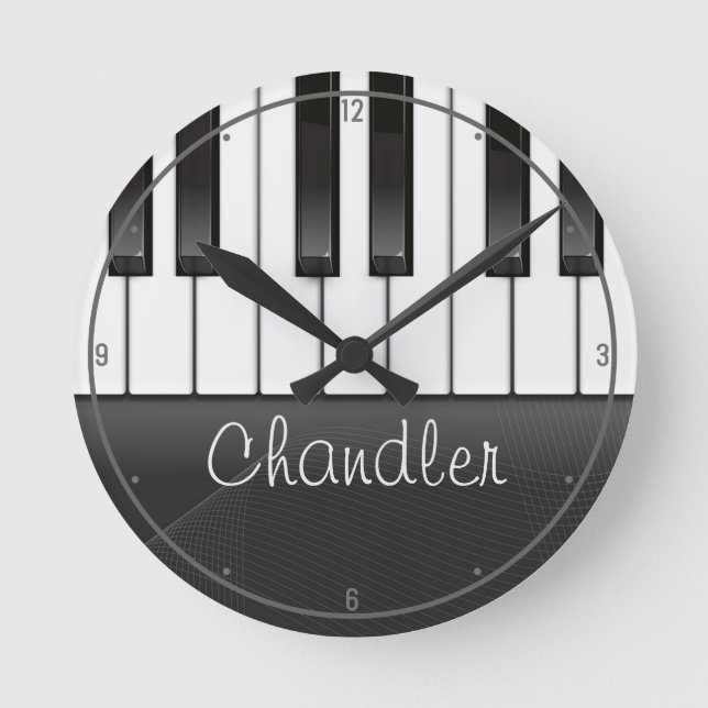 Horloge Ronde NOM personnalisé Pianist Piano Keys professeur de  (Recto)