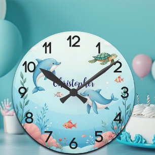 Horloge Ronde Nom personnalisé sous la pépinière marine