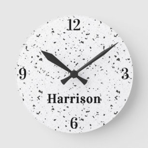 Horloge Ronde Nom Puces de terrazzo pour bureau à domicile ré