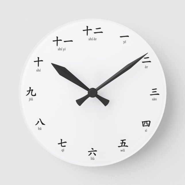 Horloge Ronde Nombre de Chinois avec une éducation linguistique  (Recto)