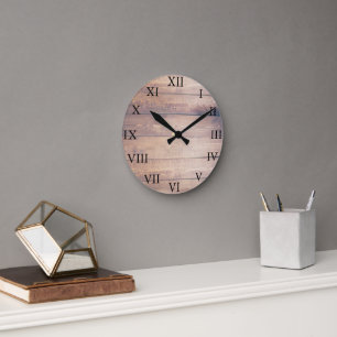 Horloge Ronde Nombres romains en bois de grange rustique vintage