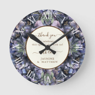 Horloge Ronde Noms de couple classiques floraux noirs lunatiques