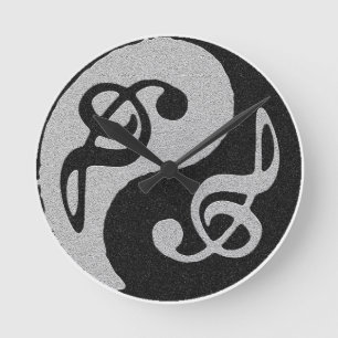 Horloge Ronde note de clavardage de la musique yin yang