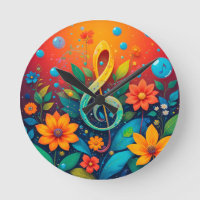 Note Musicale Artistique Entourée De Fleurs Coloré