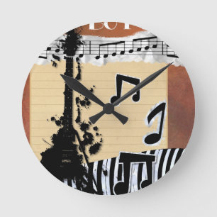 Horloge Ronde notes de musique joyeuse guitare danse