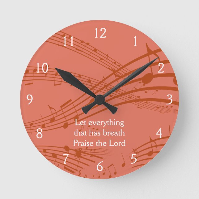 Horloge Ronde NOTES DE MUSIQUE Personnalisées En Terre Cuite  (Recto)