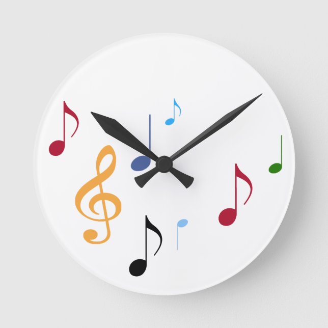 Horloge Ronde notes musicales colorées (Recto)