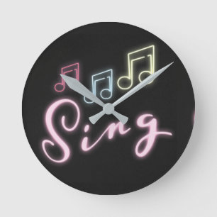 Horloge Ronde Notes musicales de Sing Neon