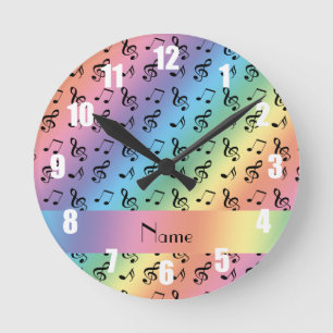 Horloge Ronde Notes nommées personnalisées de musique