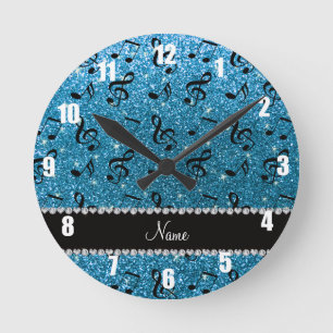 Horloge Ronde Notes nommées personnalisées de musique de parti