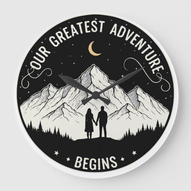 Horloge Ronde Notre Plus Grande Aventure Commence | Rustic Mount (Recto)