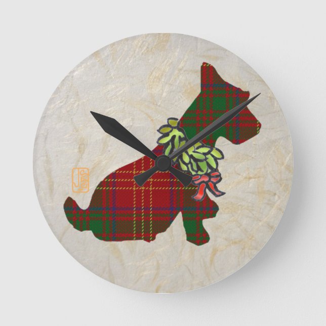 Horloge Ronde Nous Scottie Chien Merry Ruff ! Ruff ! (Recto)