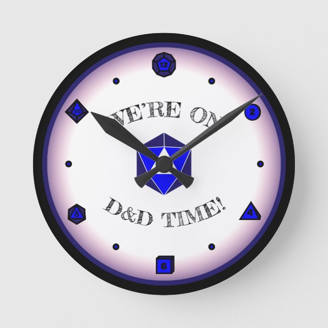 Horloge Ronde Nous sommes à l'heure de D&D - BLUE (Recto)