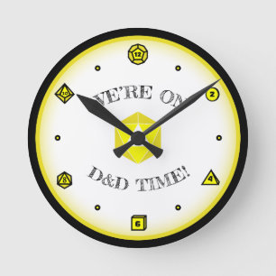 Horloge Ronde Nous sommes à l'heure de D&D - JAUNE