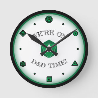 Horloge Ronde Nous sommes à l'heure de D&D - VERT