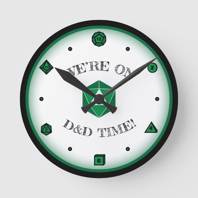 Horloge Ronde Nous sommes à l'heure de D&D - VERT (Recto)