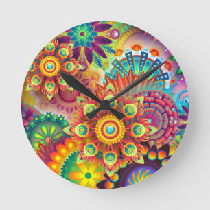 Horloge Ronde Nouveau Arrière - plan Abstrait coloré