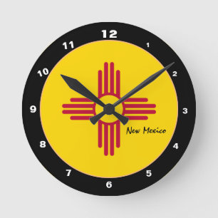 Horloge Ronde Nouveau Mexique Drapeau & Nouveau Mexique mode / d