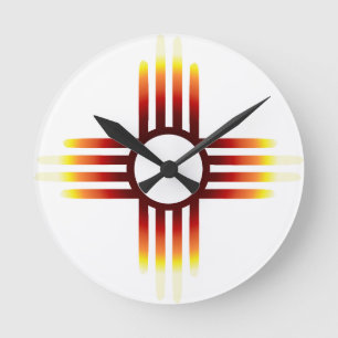 Horloge Ronde Nouveau-Mexique Zia Sun Fire