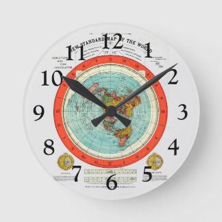 Horloge Ronde Nouvelle carte standard du monde Terre plate Terre